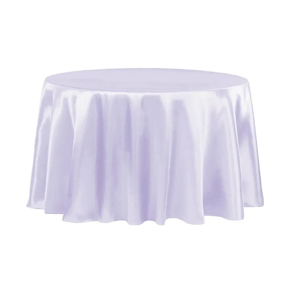 Sleek Satin Tablecloths 132" Round - Lavender