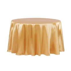 Sleek Satin Tablecloths 132" Round - Gold Antique