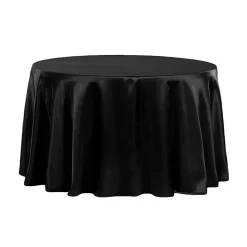 Sleek Satin Tablecloths 132" Round - Black
