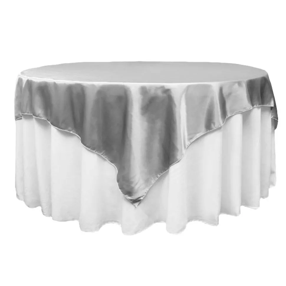 Sleek Satin Tablecloths - Silver