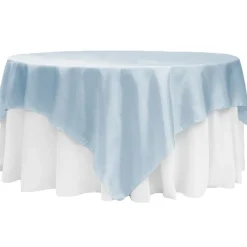 Sleek Satin Tablecloths 90" Square - Baby Blue