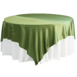 Sleek Satin Tablecloths 90" Square - Willow Green