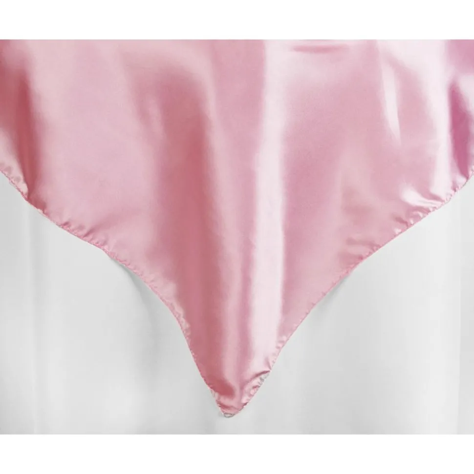 Sleek Satin Tablecloths 54" Square - Medium Pink