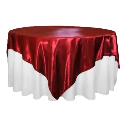 Sleek Satin Tablecloths 72" Square - Apple Red