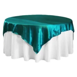 Sleek Satin Tablecloths 72" Square - Dark Turquoise