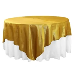 Sleek Satin Tablecloths 90" Square - Bright Gold