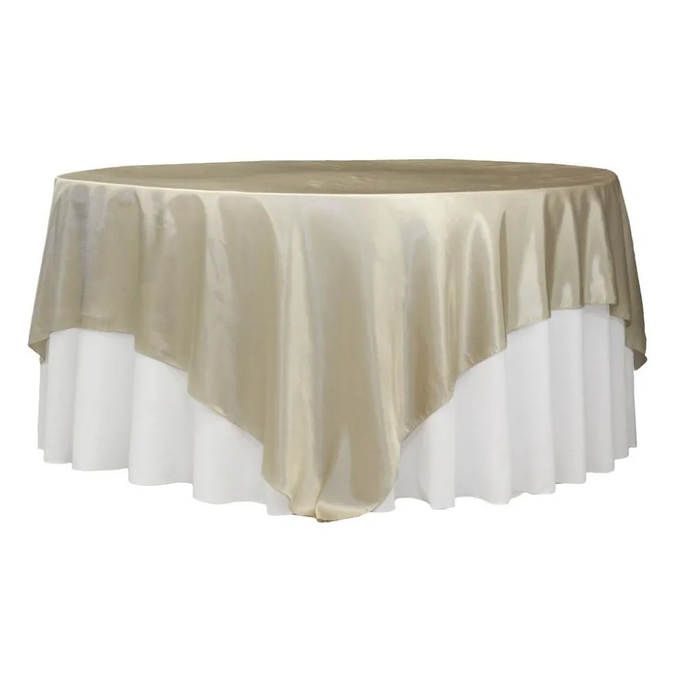 Sleek Satin Tablecloths 90" Square - Champagne