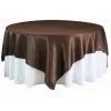 Sleek Satin Tablecloths 90" Square - Chocolate Brown