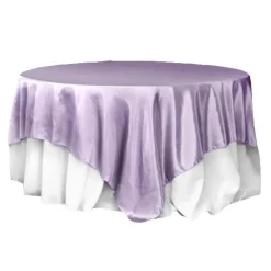 Sleek Satin Tablecloths 90" Square - Lavender