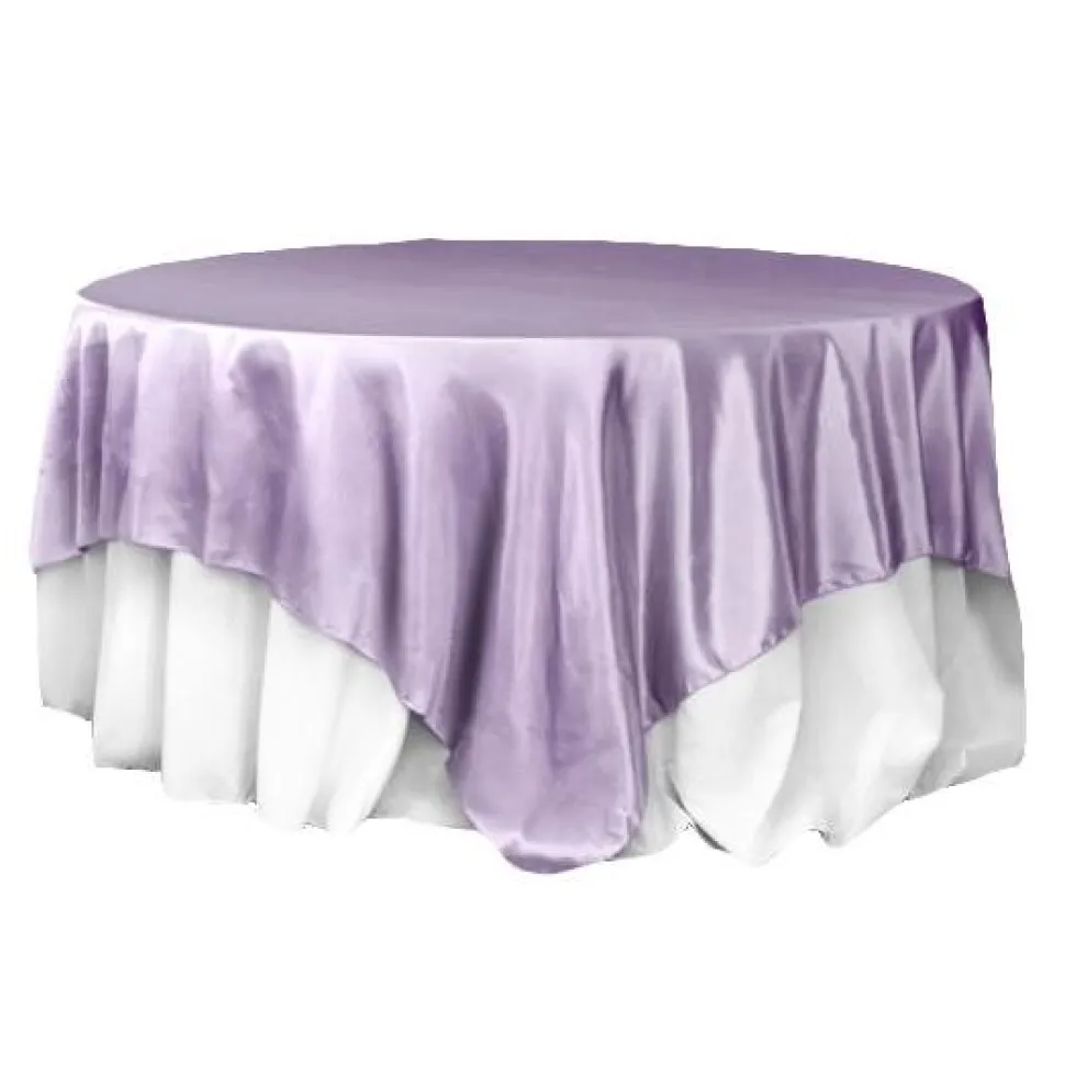 Sleek Satin Tablecloths 90" Square - Lavender