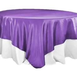 Sleek Satin Tablecloths 90" Square - Purple