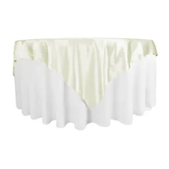 Sleek Satin Tablecloths 72" Square - Ivory
