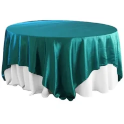 Sleek Satin Tablecloths 90" Square - Dark Turquoise