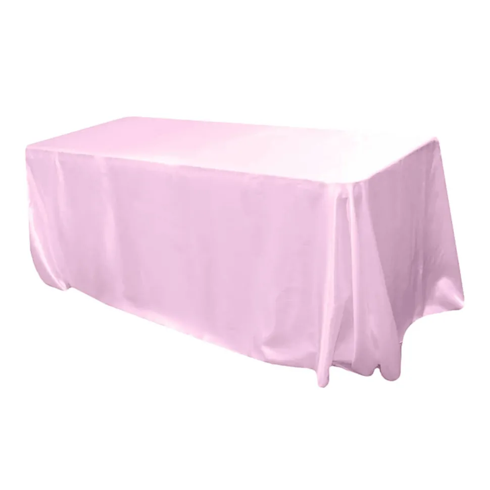 Sleek Satin Tablecloth 90"x156" Rectangular - Medium Pink