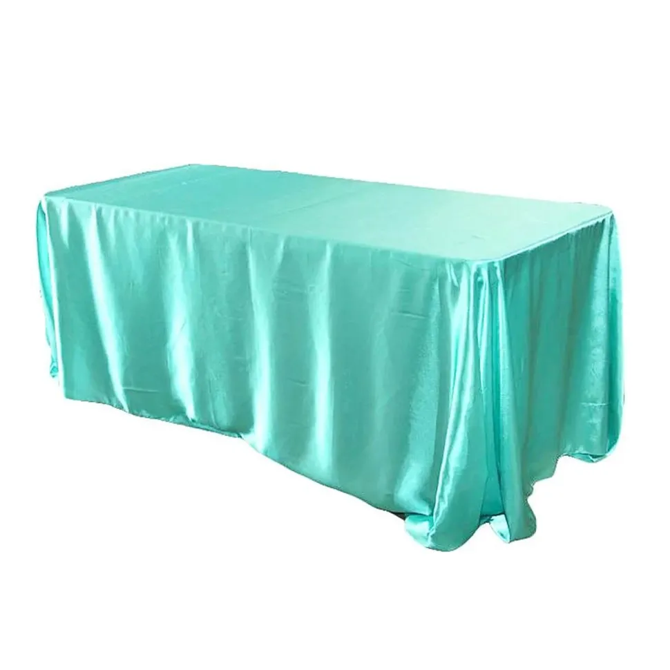 Sleek Satin Tablecloth 90"x156" Rectangular - Light Turquoise