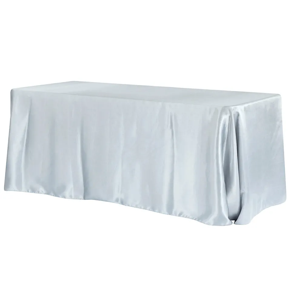 Sleek Satin Tablecloth 90"x156" Rectangular - Dusty Blue