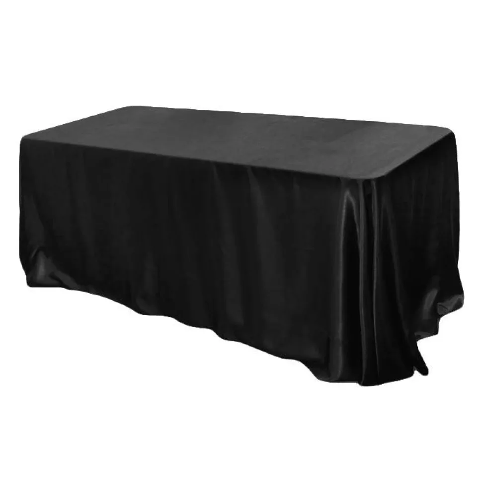 Sleek Satin Tablecloth 90"x132" Rectangular - Black