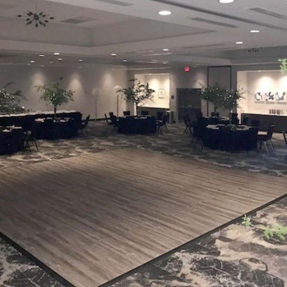 Smoked Oak Snaplock Dance Floor Set - Easy Assembly, Portable with Edging & Transport Cart! - 36" x 36" Tiles