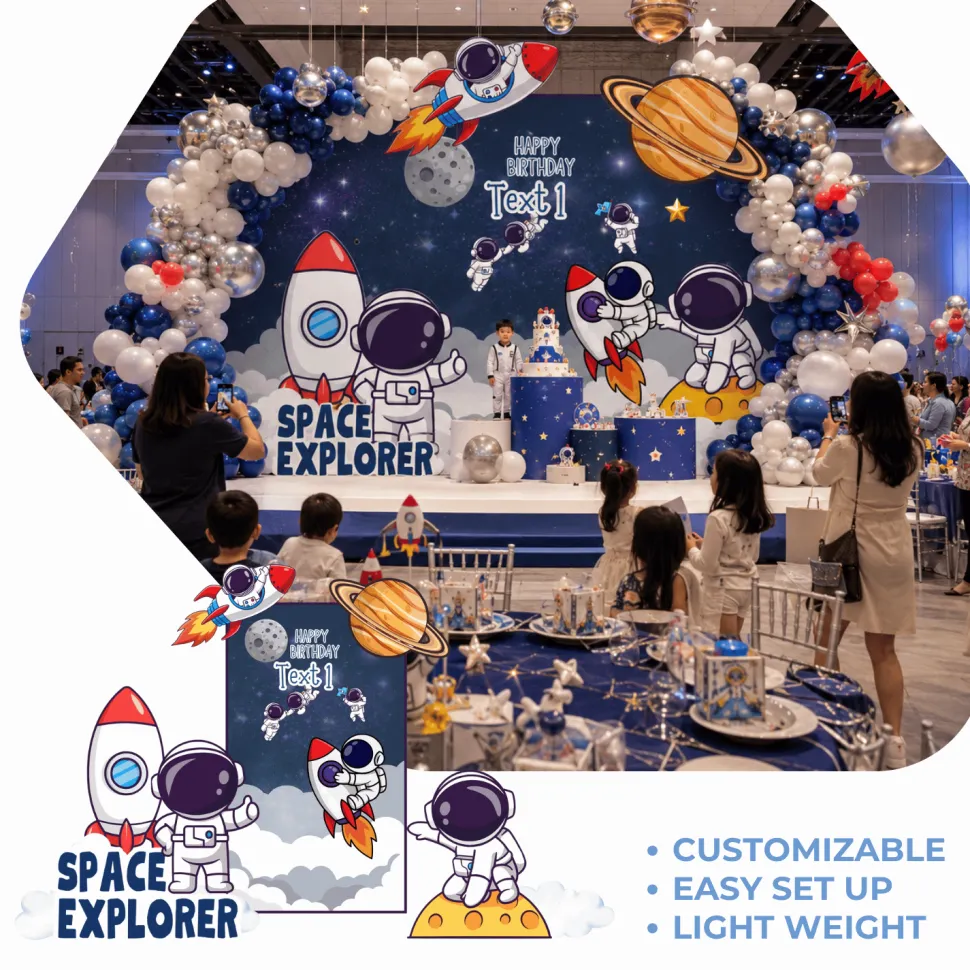 Space Rockets Foam Core Birthday Backdrop Kit by PopScene™
