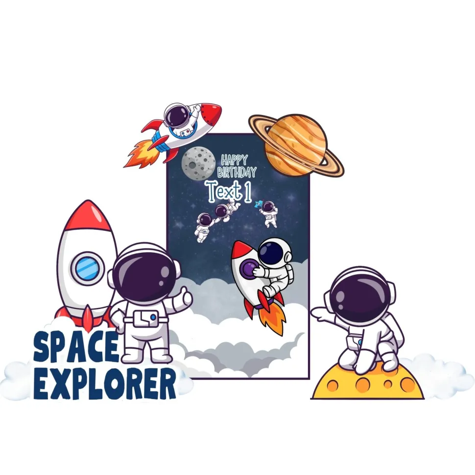 Space Rockets Foam Core Birthday Backdrop Kit by PopScene™