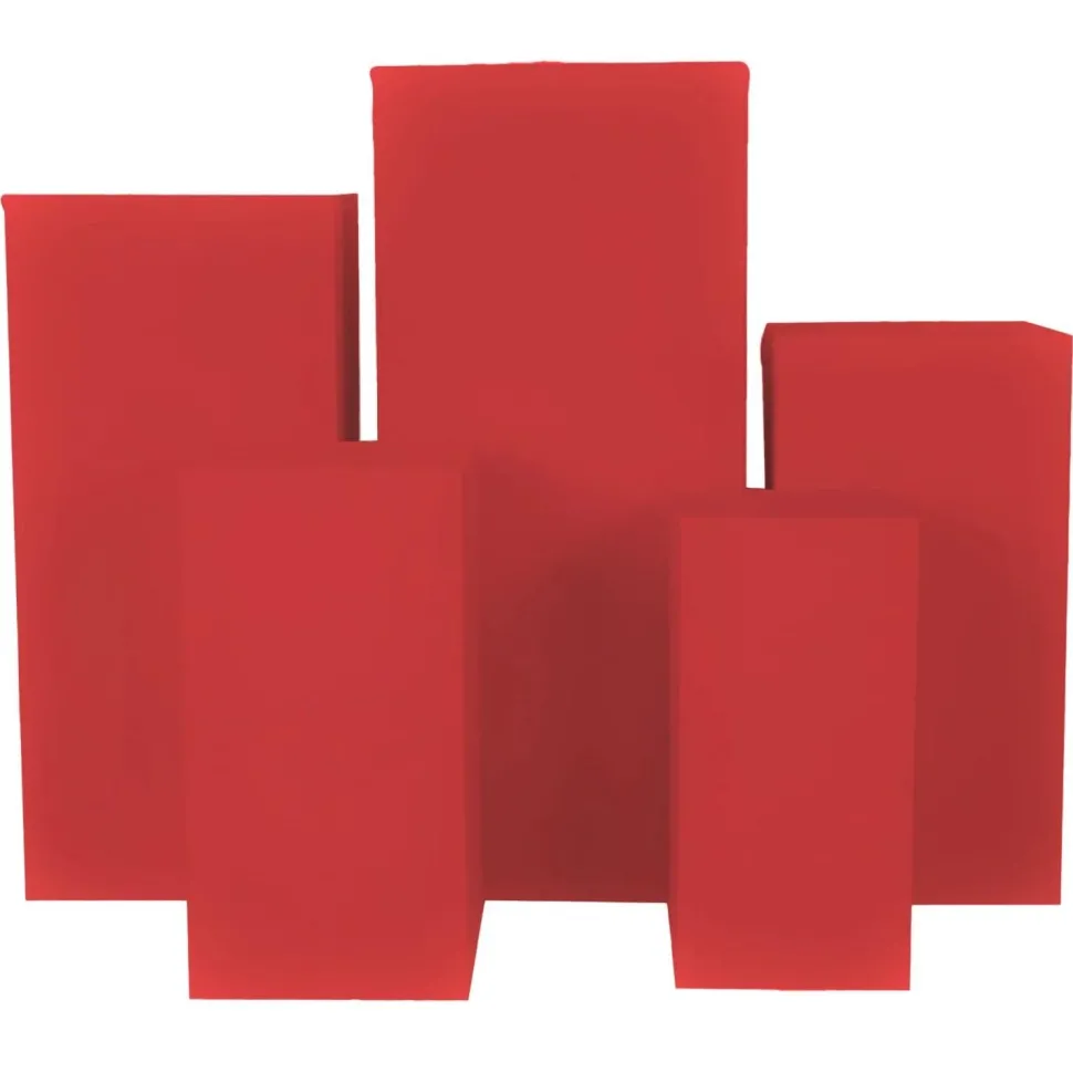 Spandex Covers for Square Metal Pillar Pedestal Stands 5 pcs/set - Red