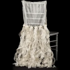 Spiral Taffeta & Organza Chair Back Slip Cover - Champagne
