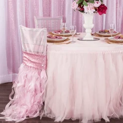 Spiral Taffeta & Organza Chair Back Slip Cover - Pink