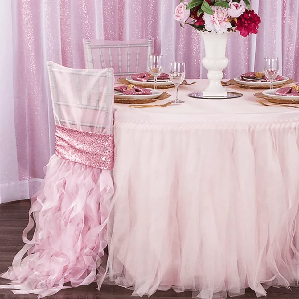 Spiral Taffeta & Organza Chair Back Slip Cover - Pink