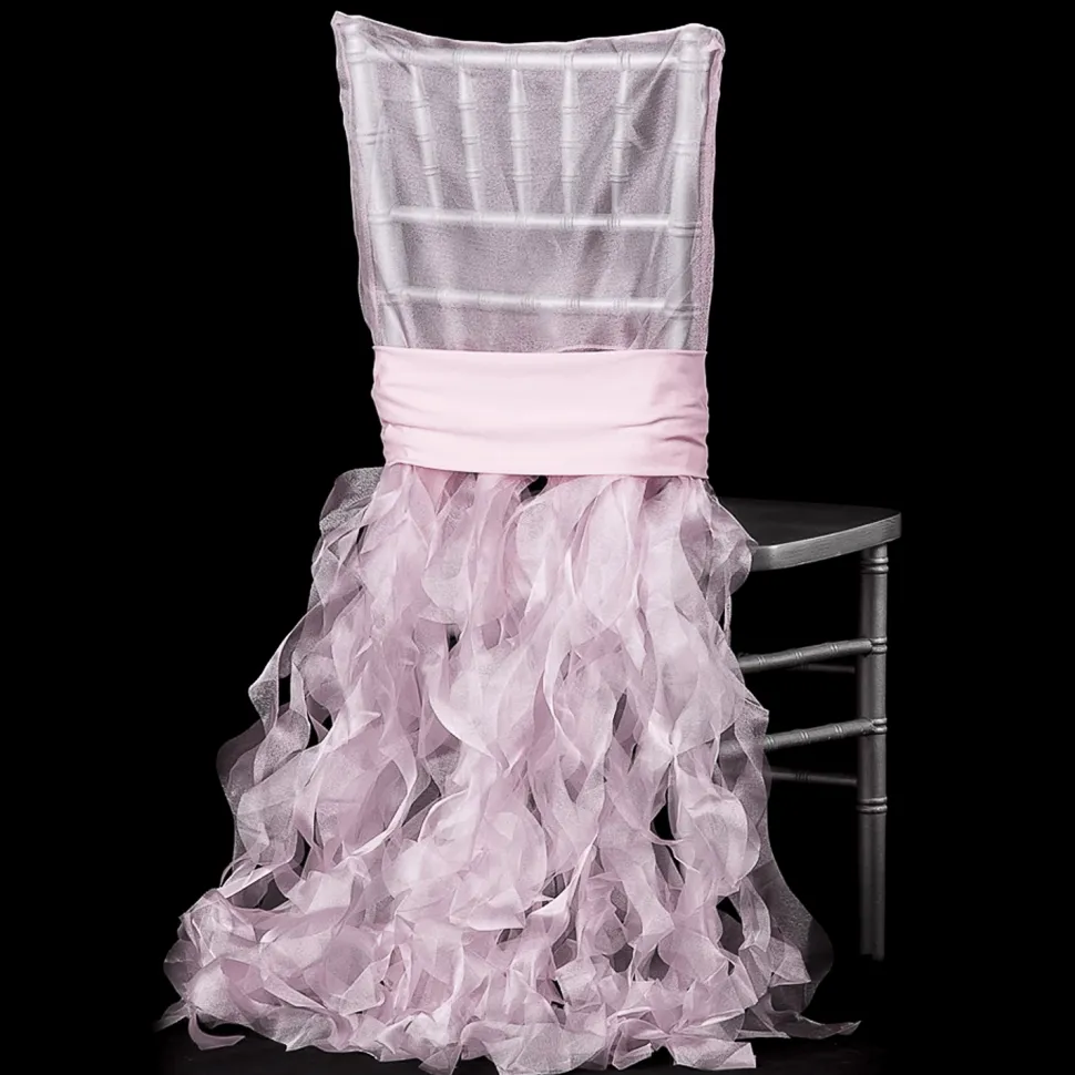 Spiral Taffeta & Organza Chair Back Slip Cover - Pink