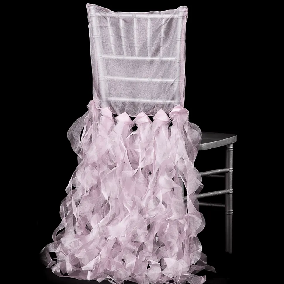 Spiral Taffeta & Organza Chair Back Slip Cover - Pink