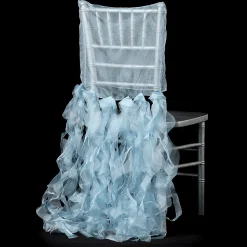 Spiral Taffeta & Organza Chair Back Slip Cover - Baby Blue