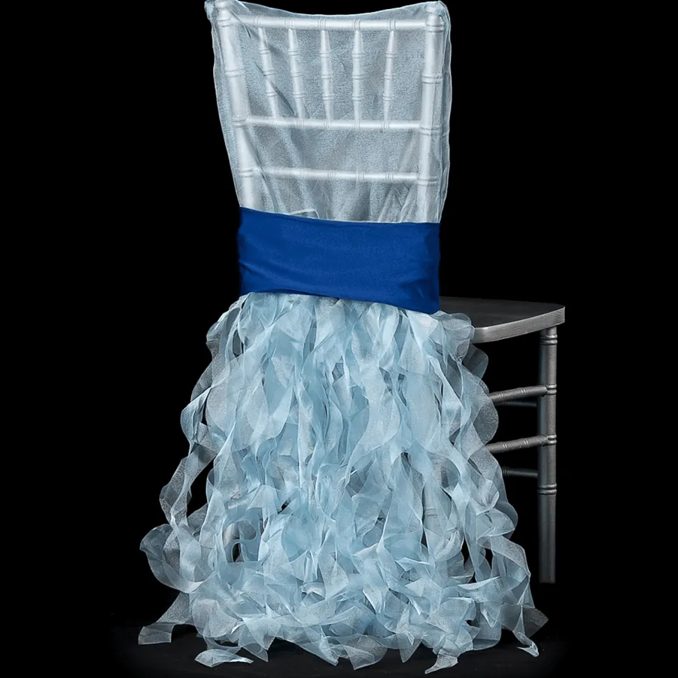 Spiral Taffeta & Organza Chair Back Slip Cover - Baby Blue