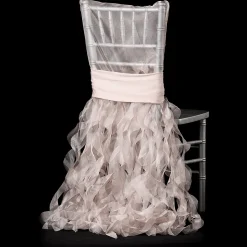 Spiral Taffeta & Organza Chair Back Slip Cover - Blush / Rose Gold