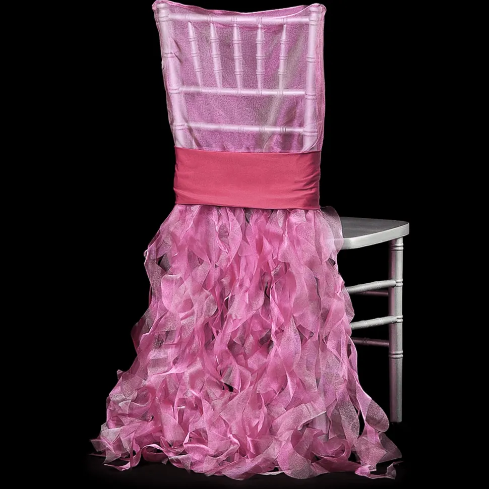 Spiral Taffeta & Organza Chair Back Slip Cover - Fuchsia