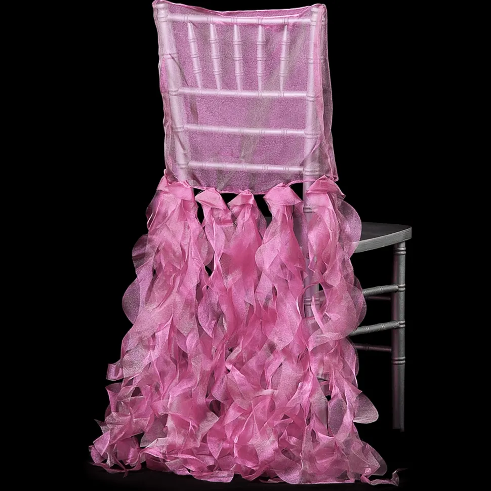 Spiral Taffeta & Organza Chair Back Slip Cover - Fuchsia