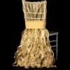 Spiral Taffeta & Organza Chair Back Slip Cover - Gold