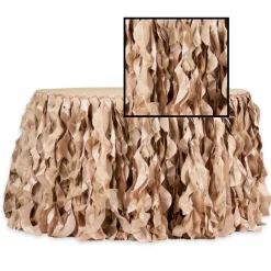Spiral Taffeta & Organza Table Skirt - 14 Feet x 30 Inches High - Champagne