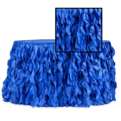 Spiral Taffeta & Organza Table Skirt - 17 Feet x 30 Inches High - Royal Blue