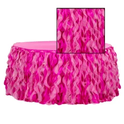 Spiral Taffeta & Organza Table Skirt - 17 Feet x 30 Inches High - Fuchsia