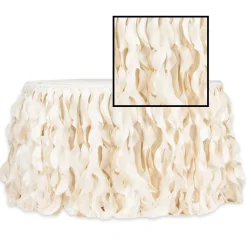 Spiral Taffeta & Organza Table Skirt - 17 Feet x 30 Inches High - Ivory