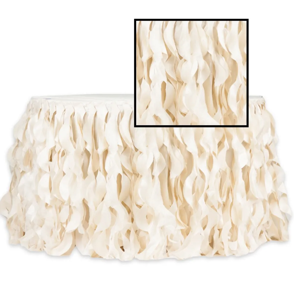 Spiral Taffeta & Organza Table Skirt - 17 Feet x 30 Inches High - Ivory