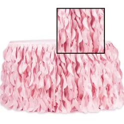 Spiral Taffeta & Organza Table Skirt - 17 Feet x 30 Inches High - Pink