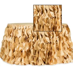 Spiral Taffeta & Organza Table Skirt - 21 Feet x 30 Inches High - Gold