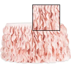 Spiral Taffeta & Organza Table Skirt - 21 Feet x 30 Inches High - Blush / Rose Gold