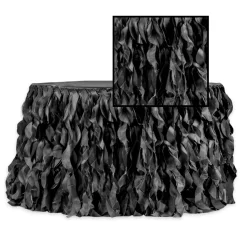 Spiral Taffeta & Organza Table Skirt - 14 Feet x 30 Inches High - Black