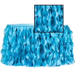 Spiral Taffeta & Organza Table Skirt - 17 Feet x 30 Inches High - Aqua Blue