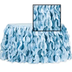 Spiral Taffeta & Organza Table Skirt - 17 Feet x 30 Inches High - Baby Blue