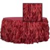 Spiral Taffeta & Organza Table Skirt - 17 Feet x 30 Inches High - Apple Red