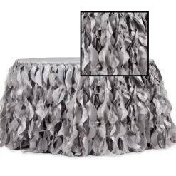 Spiral Taffeta & Organza Table Skirt - 17 Feet x 30 Inches High - Silver