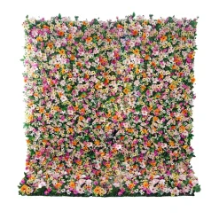 Spring Pinks, White Mixed Florals & Greenery - Curtain Style Floral Wall - Easy Install! Select Size
